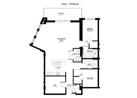 Floor plan for 2 beds, 2 baths, 1254 sqft